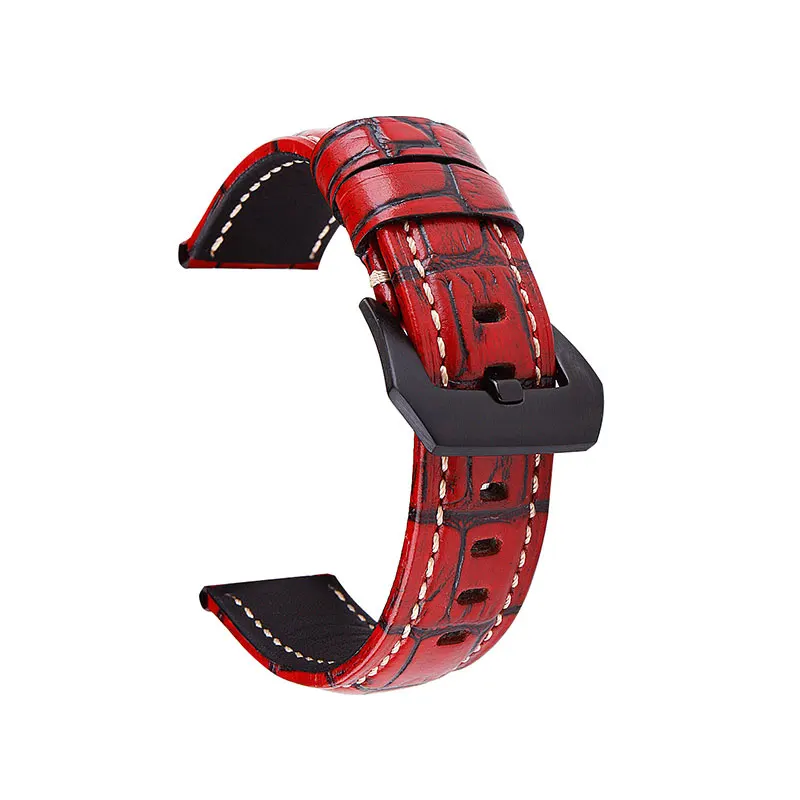 UTHAI P17 Ремешки для наручных часов 20 мм 22 мм 24 мм 26 мм высокого класса Ретро телячья кожа ремешок для наручных часов с ремешками из натуральной кожи - Цвет ремешка: Красный