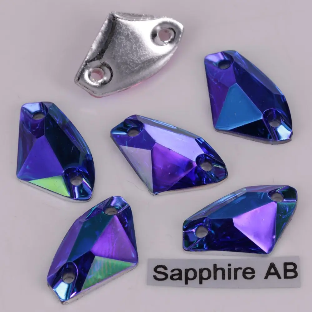 100 шт/партия, хорошее качество 8,5x14 мм, 11,5x19 мм цвета AB прорезиненный плоский Галактический AX пришивные стразы - Цвет: Sapphire AB