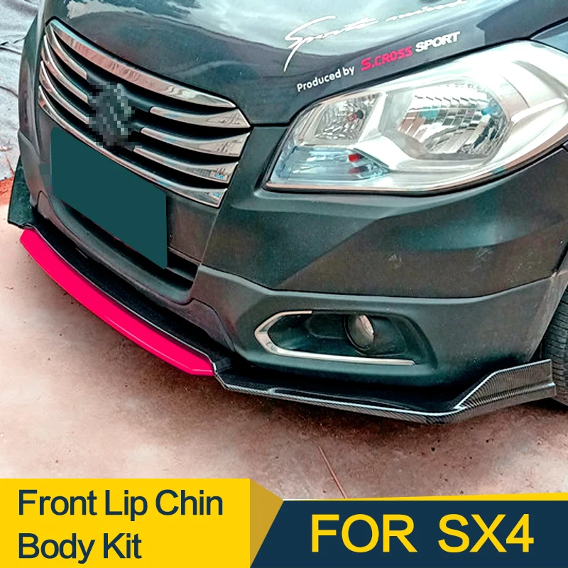 

Front Bumper Spoiler Protector Plate Lip Body Kit Carbon Surface Chin Shovel Contrast Color Design For SX4 S-cross 2013-2015