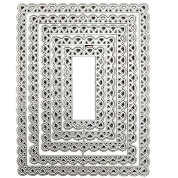 

Nested Stitched Scallop Rectangle Frame Metal Cutting Dies DIY Etched Dies Craft Paper Card Making Scrapbooking Embossing