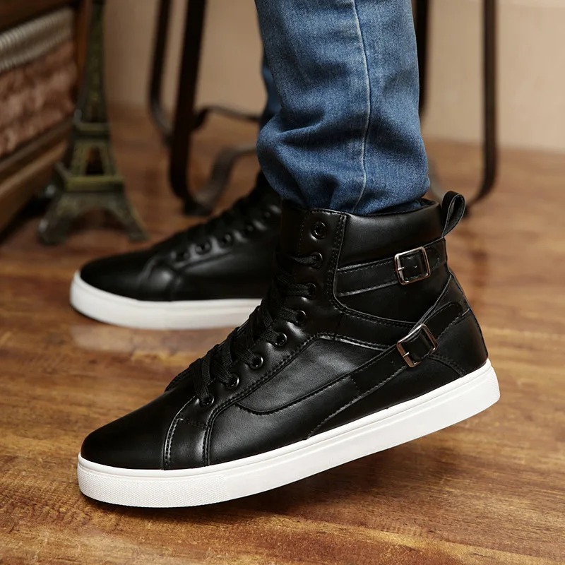 Mens fashion best high heel sneakers wedges New casual black running ...