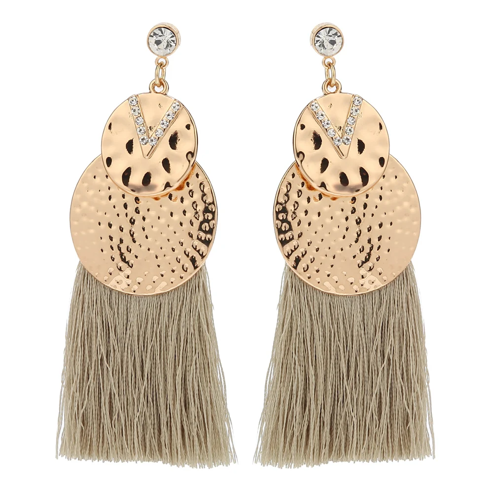 Gold Metal Crystal Tassel Earrings Bohemian for Womenin Drop Earrings