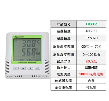 

TH21R/TH21R-EX+Alarm Electronic Temperature Humidity Recorder Digital Thermometer Hygrometer Weather Station Alarm Clock Sensors