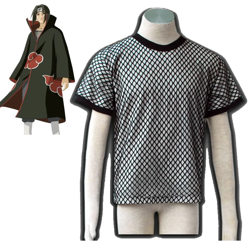 

Anime Naruto Cosplay Costumes Akatsuki Uchiha Itachi Deidara Underwear Mesh Summer Short Shirts Ninja Tops for Halloween