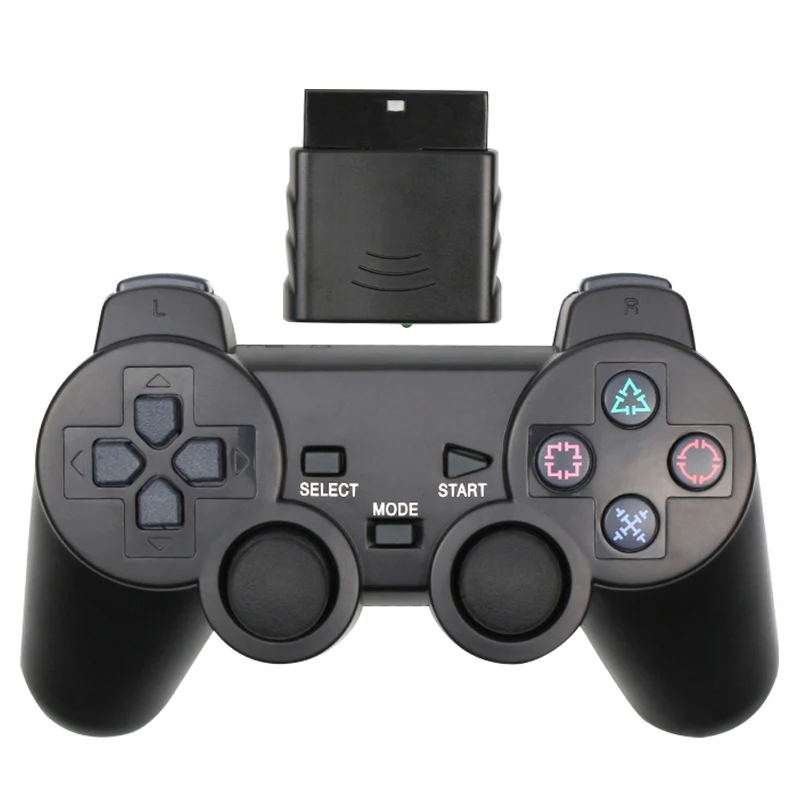 Беспроводной контроллер джойстика для PS2 игровой консоли Bluetooth Mando Jogos Manette Джойстик Геймпад для sony Playstation 2 - Цвет: Black