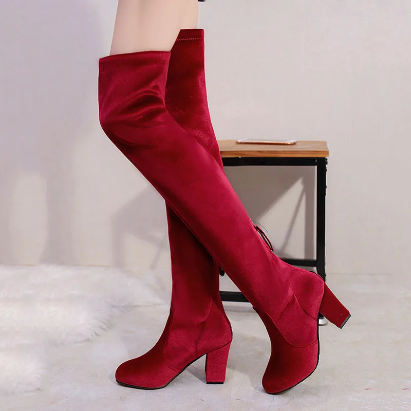 

Size 34-43 Winter Over The Knee Boots Women Shoes Long Bota Feminina