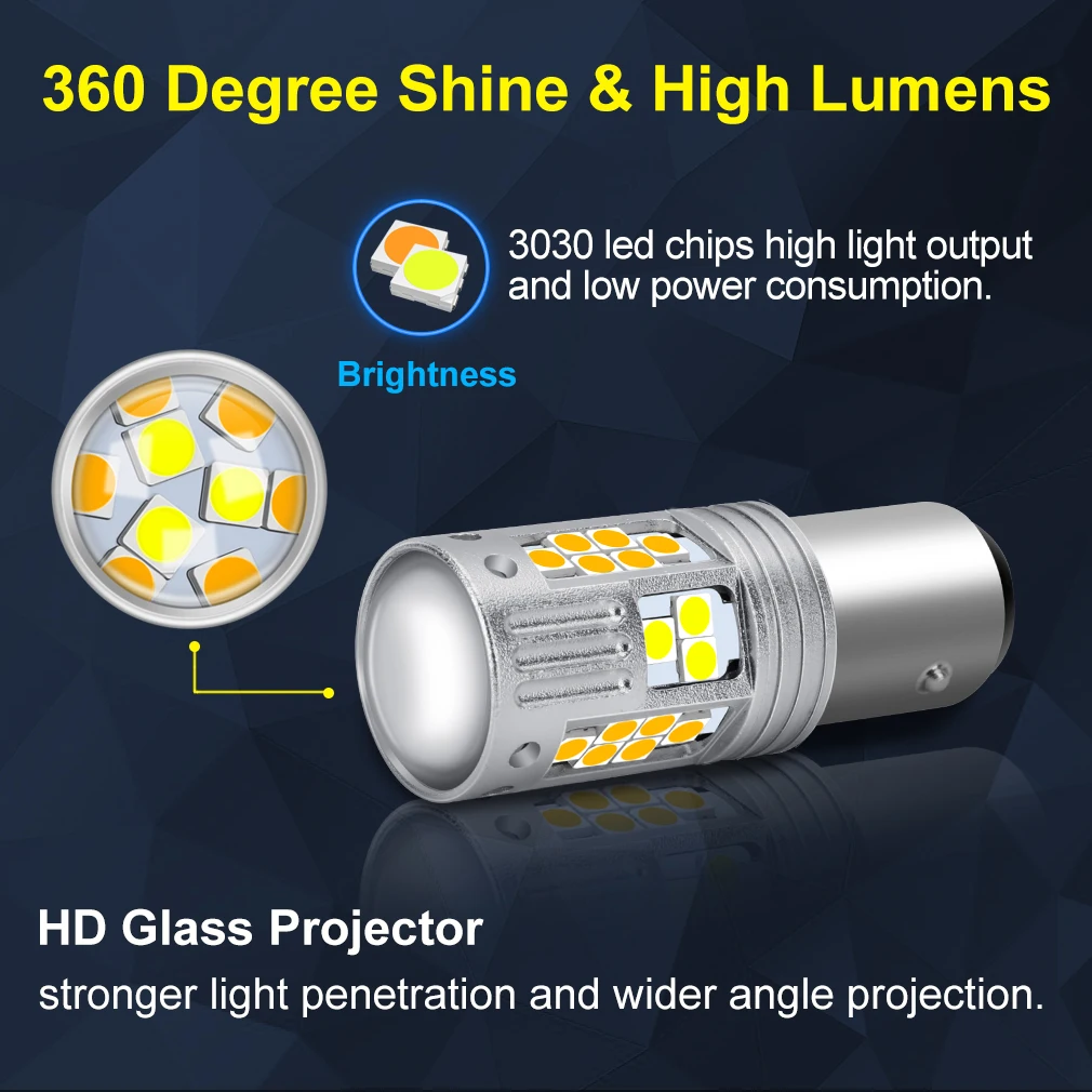 Switchback-LED ,  õ/DRL ڵ  T20 Led 7443 W21/5W 1157 BAY15D P21/5W T25 3157 P27/7W Ȳ  , 2 