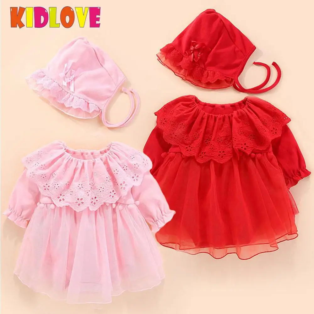 Kidlove Babygirl кружева платье принцессы Осеннее платье для девочек розовый сладкий кружева Сетчатое платье Комбинезоны стильный мягкий