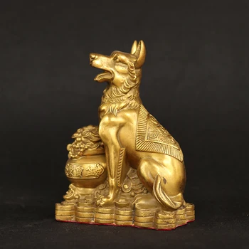 

12 Zodiac Yuanbao Dog Wangwang Treasure Pot Home Creative products Bronze Feng shui decoration