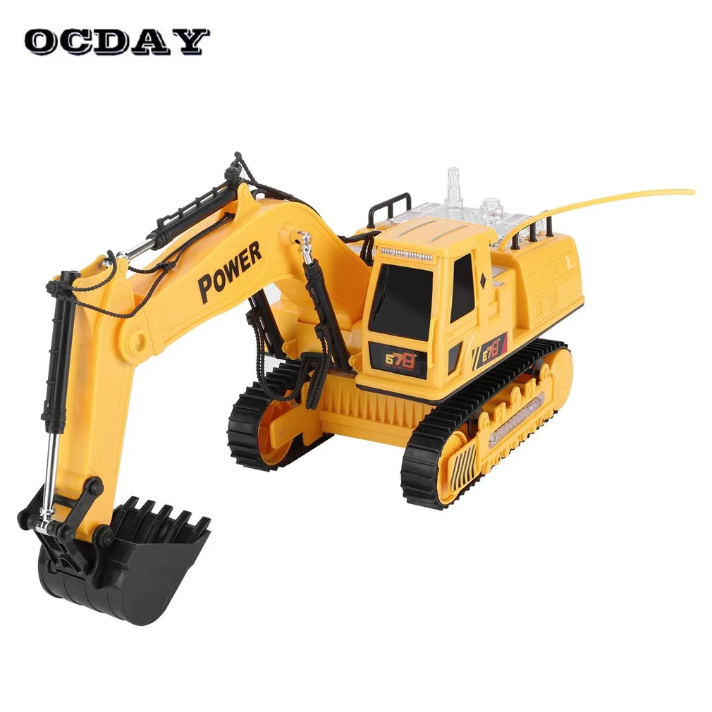 

12CH RC Engineer Truck Auto Demo Electric Excavator with Lighting Music Crawler Digger Engineering Vehicle Model Toys For Kids
