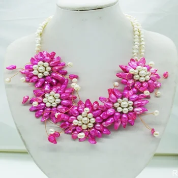 

2017--Charm Vintage lady ! Shell /pearl flower necklace