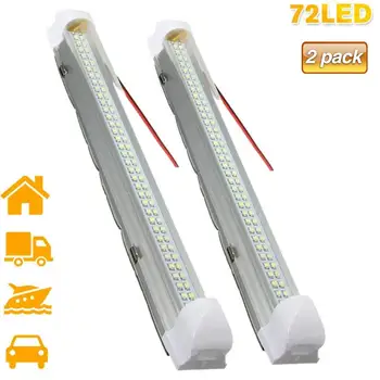 

2Pack LED 12V Interior Light Bar White Strip Light 340mm 4.5W 72 LED Car Interior Strip for Van Bus Caravan with On/Off Switch