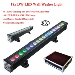 СВЕТОДИОДНЫЙ 8 шт./лот LED RGBWA 5IN1 настенная стирка 18x15 Вт освещение высокой мощности без светодиодный водостойкий Светодиодный прожектор