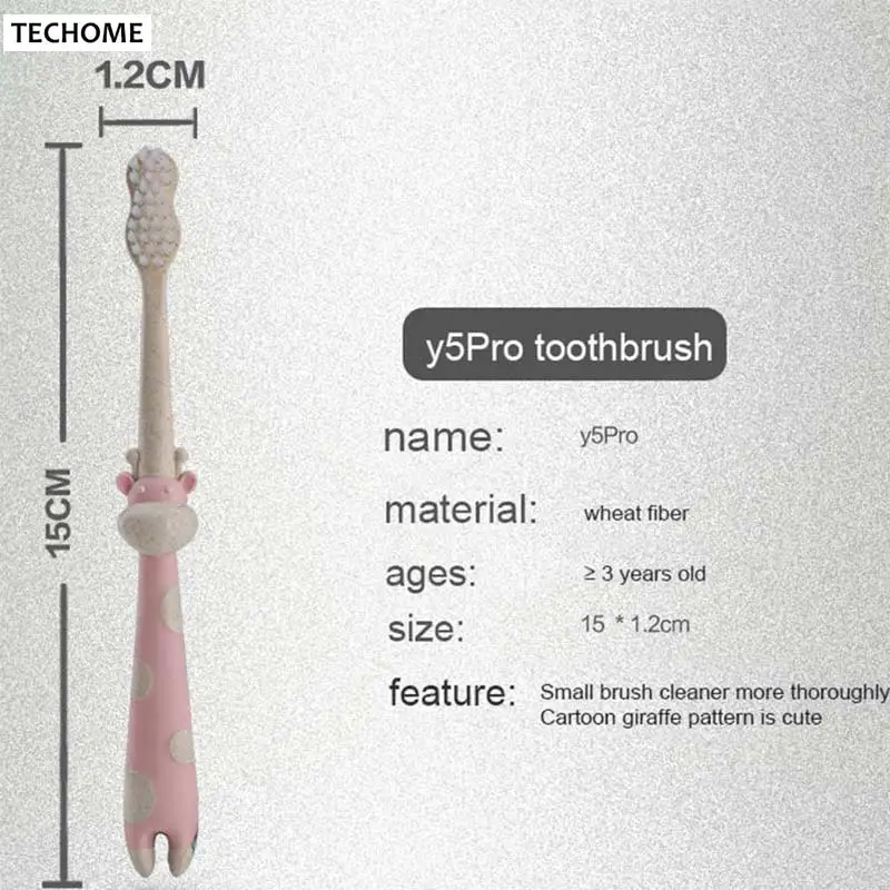 Пшеничное волокно зубная щетка из детская форма жирафа зубная щетка с мягкой щетиной головные уборы, маленькие размеры, Зубная щётка для детей по уходу за ребенком зубов