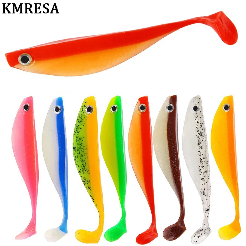 

KMRESA 2pcs /lot 15cm 11g Fishing Lure Fishing Shad soft bait 3D Eyes Artificial Saltwater Silicone Soft Lure Sea Fishing Tackle