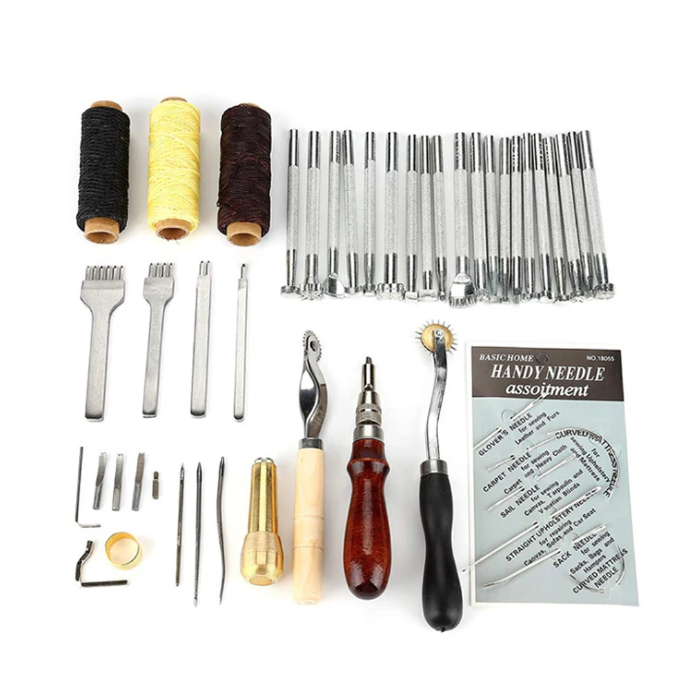 

Professional 48pcs Leather Craft Tools Kit Hand Leathercraft Accessories Leather Making Tool Set