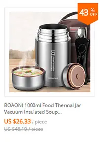 BOAONI, 750 мл, термос, банка для еды с вакуумной изоляцией, нержавеющая сталь, термо-бокс для кухни, контейнер для еды, сохраняющий тепло, со складной ложкой