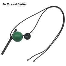 Cheap black rope wooden beads choker necklace vintage ethnic bar pendant necklace for women collares mujer