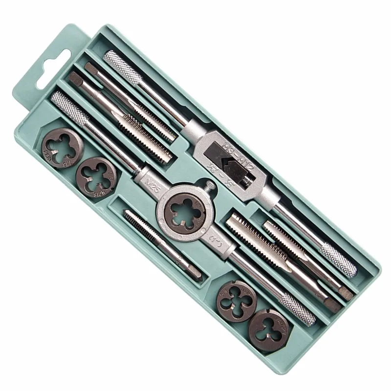 

Hand Threading Inch 1/2''-1/4'' tap die set, 12 pcs inch Screw Thread Plugs Taps dies tool set, 12 pc kit