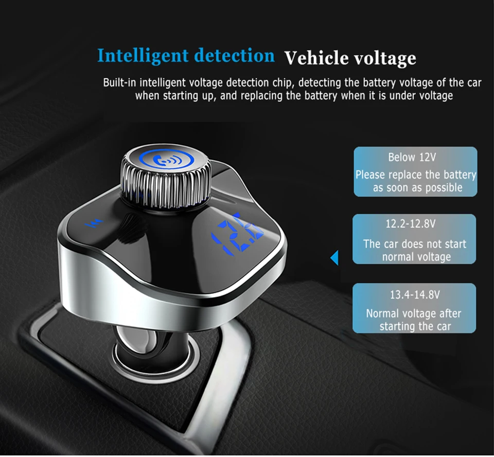 VJOYCAR Новый Беспроводной FM передатчик Bluetooth V4.2 автомобильный комплект громкой связи Aux модулятор Dual USB Быстрый Зарядное устройство