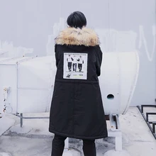 Men Women Winter High Street Fashion Loose Casual Long Hooded Parkas Jacket Male Warm Thicken Cotton Outerwear Parker Coat