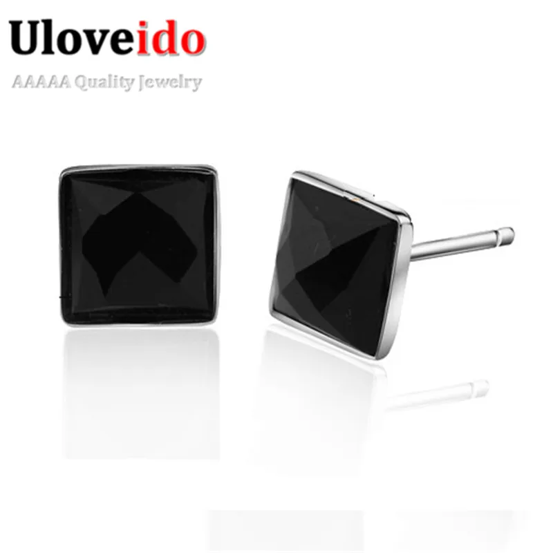 New Square Black Stud Earrings For Men Silver Color Jewelry Women New Square Black Stud Earrings For Men Silver Color Jewelry Women Earings Cubic Zirconia Earring Bijoux