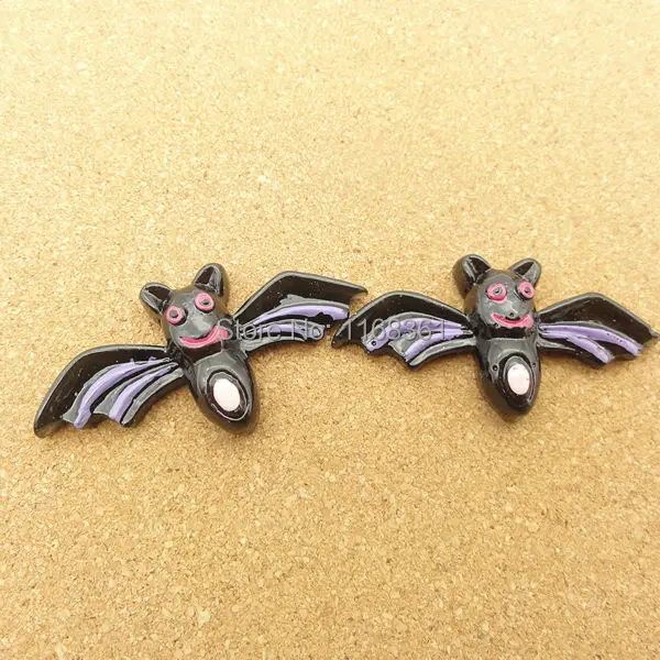 1pcs/lot resin flat back Halloween black bat cartoon animal 43mm Cabochons Hair Bow Center DIY Christmas decration C114-1