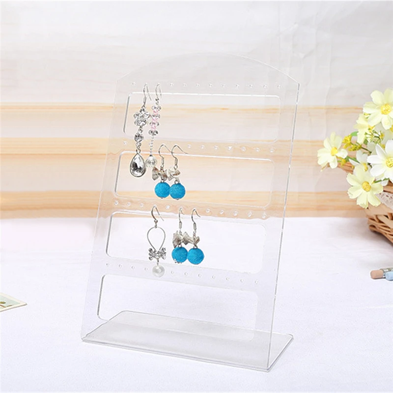 Portable 24 Holes Earrings Ear Studs Plastic Display Stand Black/Clear Jewelry Organizer Box Packaging & Display