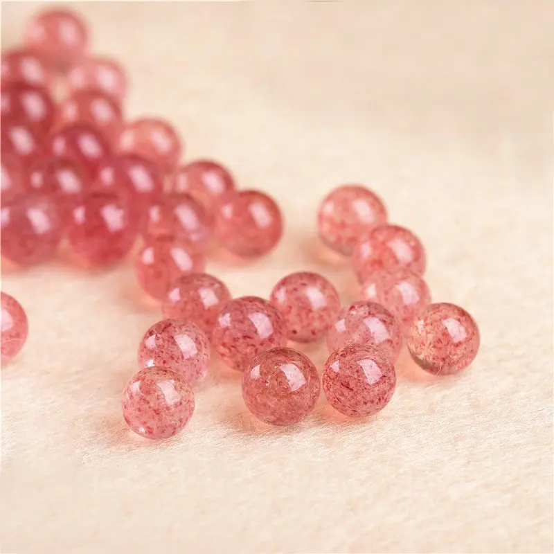 

6mm,8mm 100% Natural Strawberry Quartz Crystal DIY Bracelet Necklace Earring Fine Jewelry Accessories