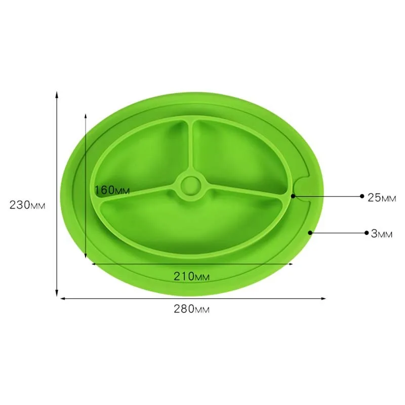 1 шт. Детские Портативные тарелки тарелка для риса пищевой класс силиконовые подставки для детей всасывание на обеденный стол кухонная посуда 5 цветов - Цвет: Green