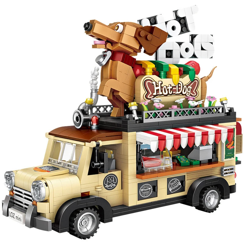 

LOZ 1116 Hot Dog Fast Food Car Vehicle Animal 3D Model DIY Mini Blocks Bricks Assembly Diamond Building Toys for Children