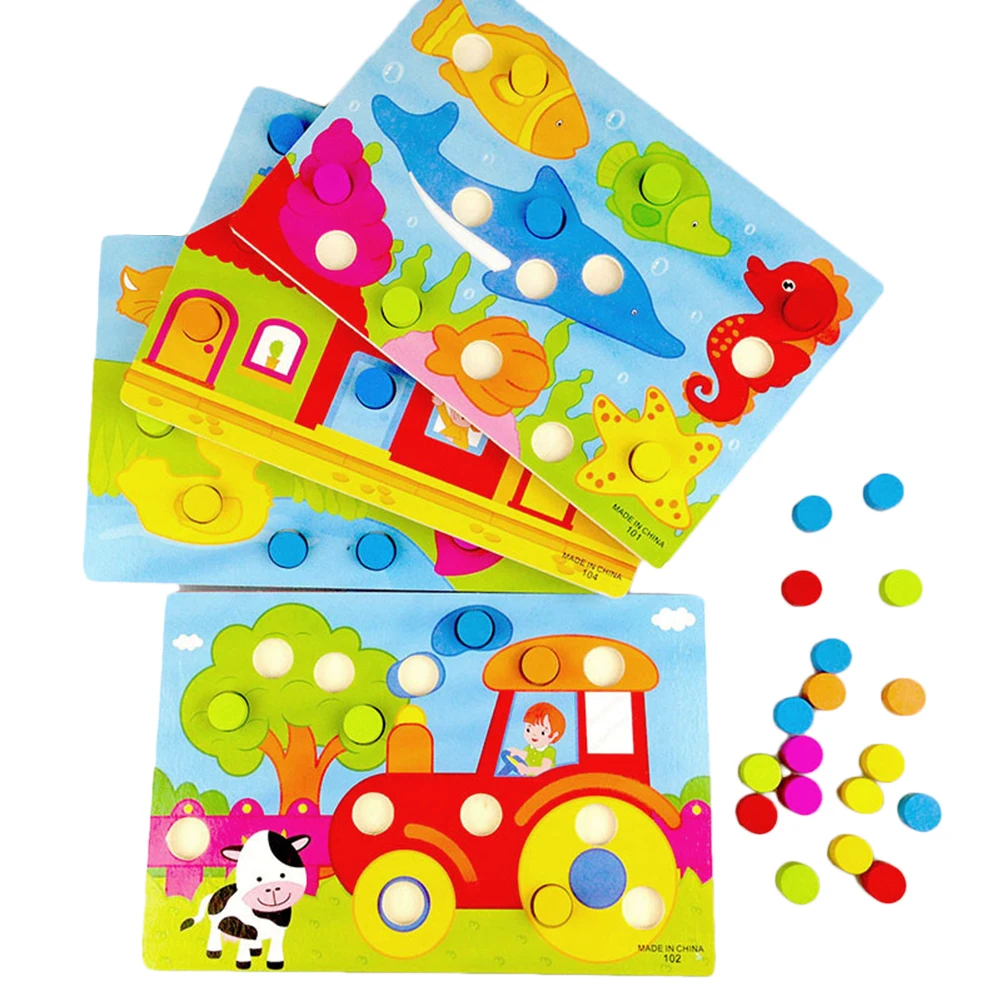 

Montessori Kids Early Learning Educational Cartoon Toys Wooden Tangram Jigsaw Board Wood Puzzle for Children YJS Drops