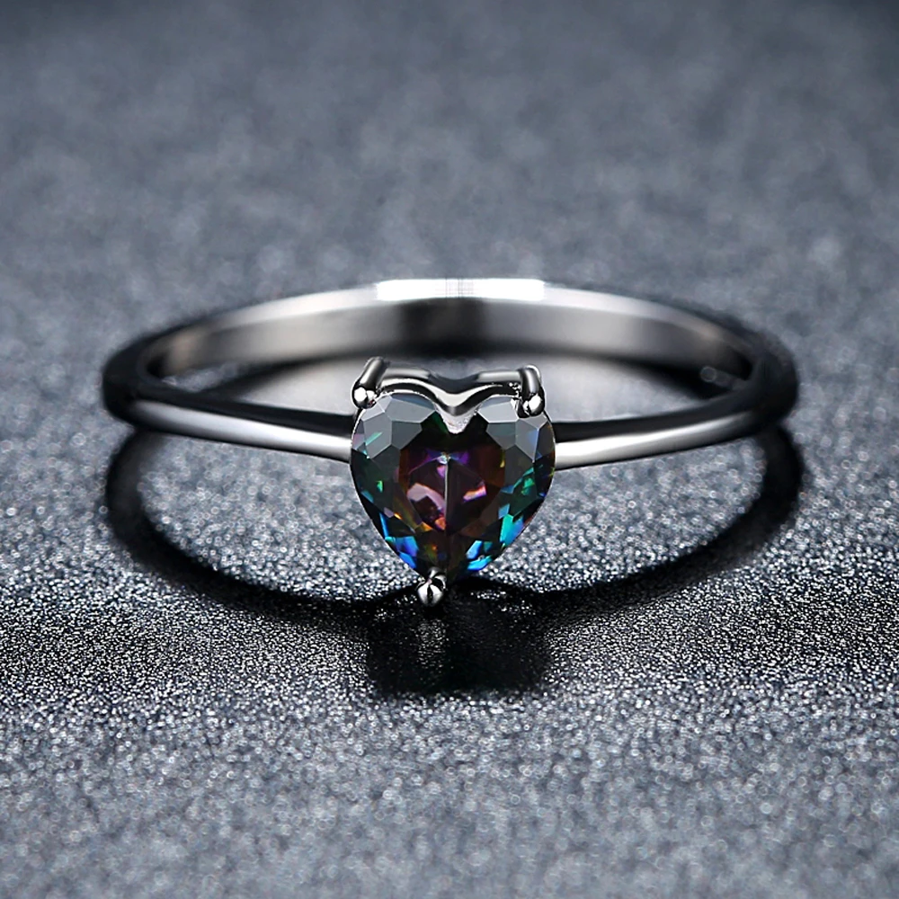 

Silver ring silver fine jewelry ring colourful heart zircon DZZEIZMR