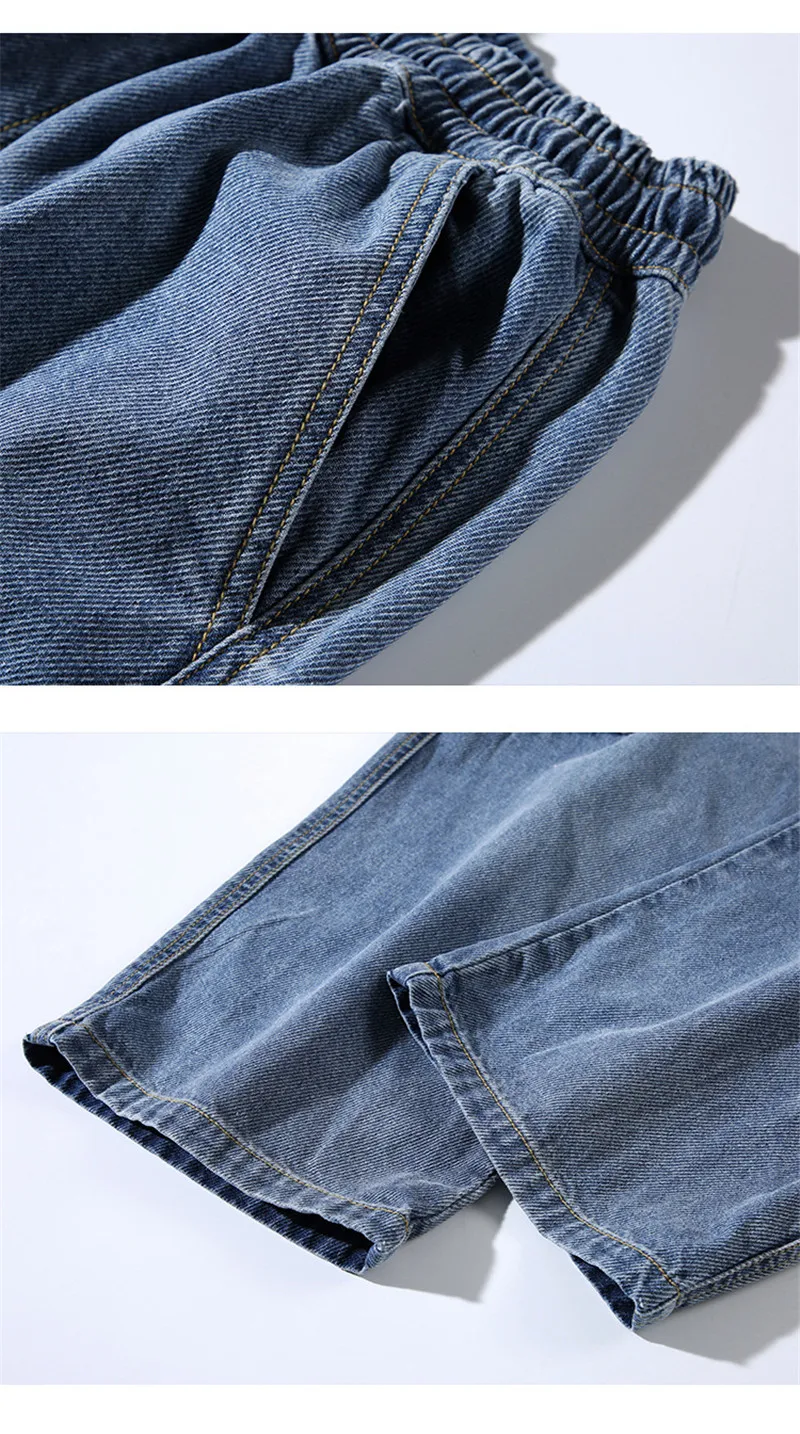 2019 New Loose Men's Cargo Pants Jeans Fashion Male Camouflage Patchwork Big Pockets Denim Trousers Hip Hop Man Multi-Pockets Jeans  (2)