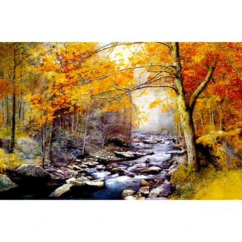 

New 5D DIY Diamond Painting Fall Cross Stitch Round Rhinestone Pictures Diamond Embroidery Landscape Mosaic Needlework