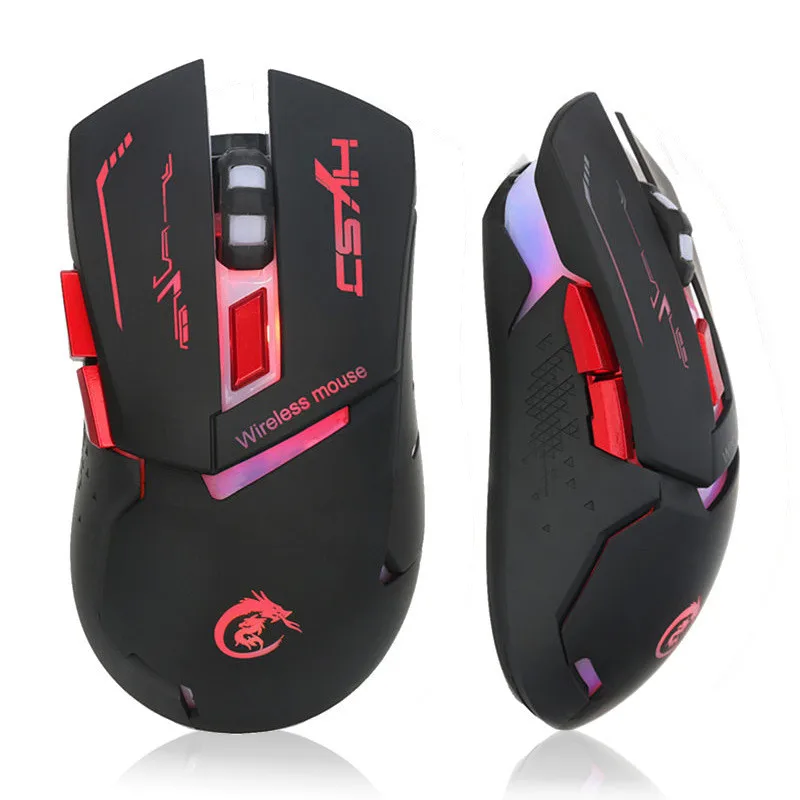 Rechargeable Optical Wireless Mouse 6 Buttons Adjustable 2400DPI