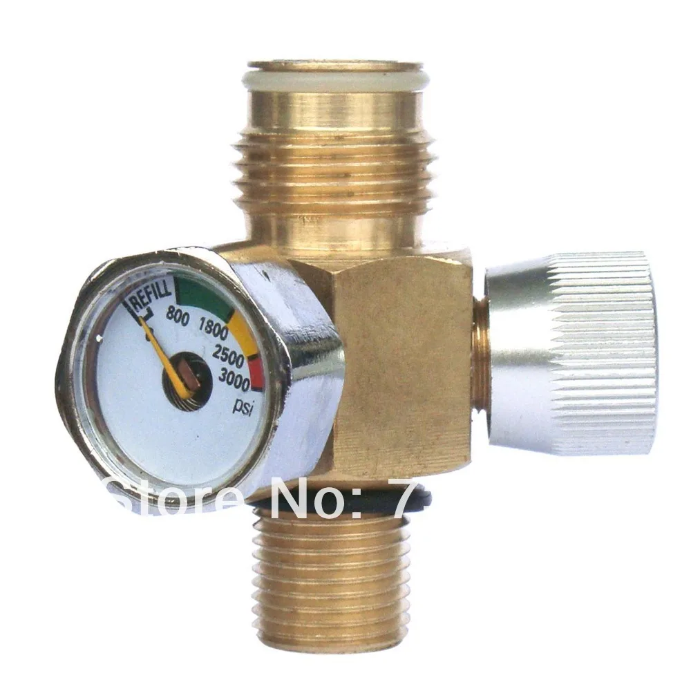 New paintball CO2 Tank On/Off Valve with 3000 Psi Gaugein Paintball