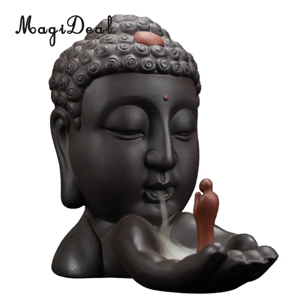 Buddhism Incense Burner Ceramic Stick Cones Holder Smoke Backflow Burner, Censer, Fragrance Smoker