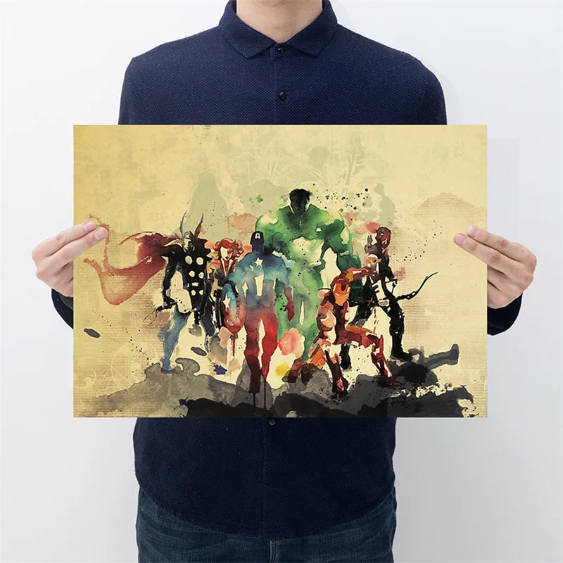 

Marvel Figures Toys Avengers 4 Endgame Iron Man Spiderman The Avengers Vintage Kraft Paper Home Decor Art Retro Prints Toy Gift