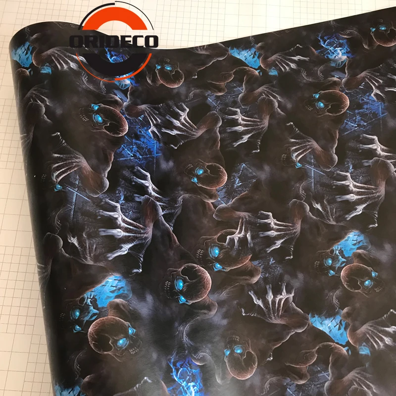 BLUE EYE SKULL sticker bomb car camo vinyl 3