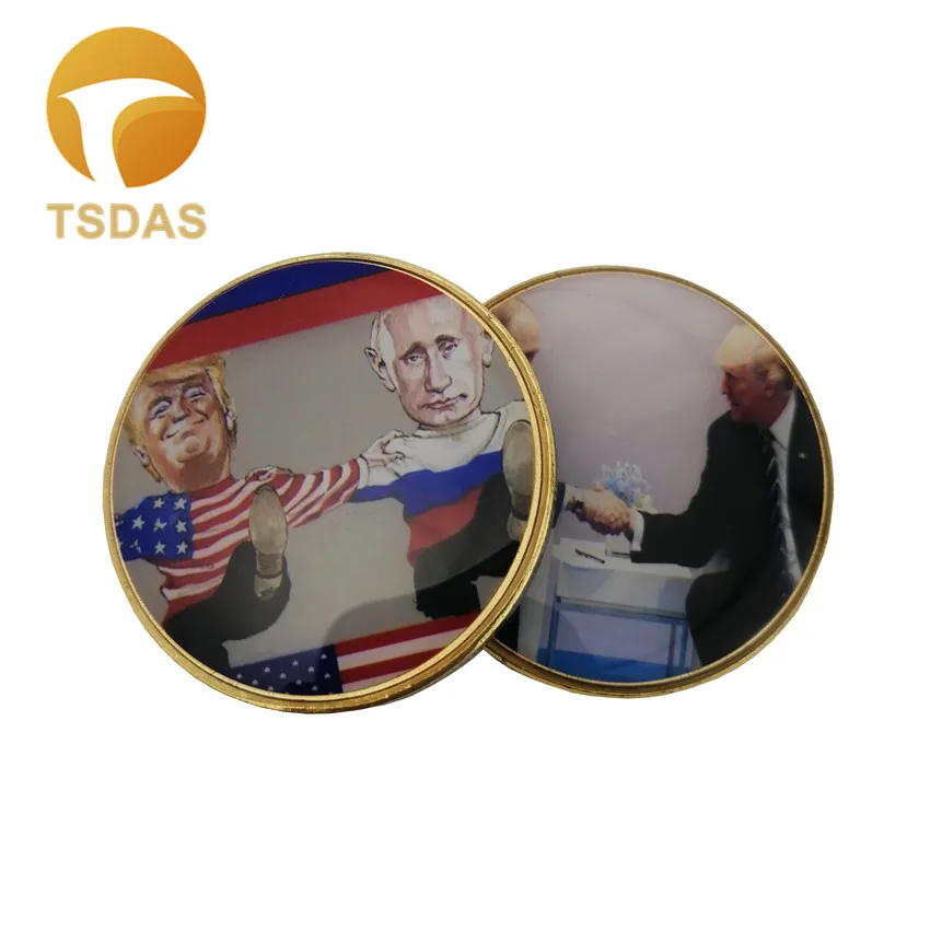 

President Putin & Trump 24k Gold Plated Coin With Double Sides Peace Commemorative Coins for Collection 40mm