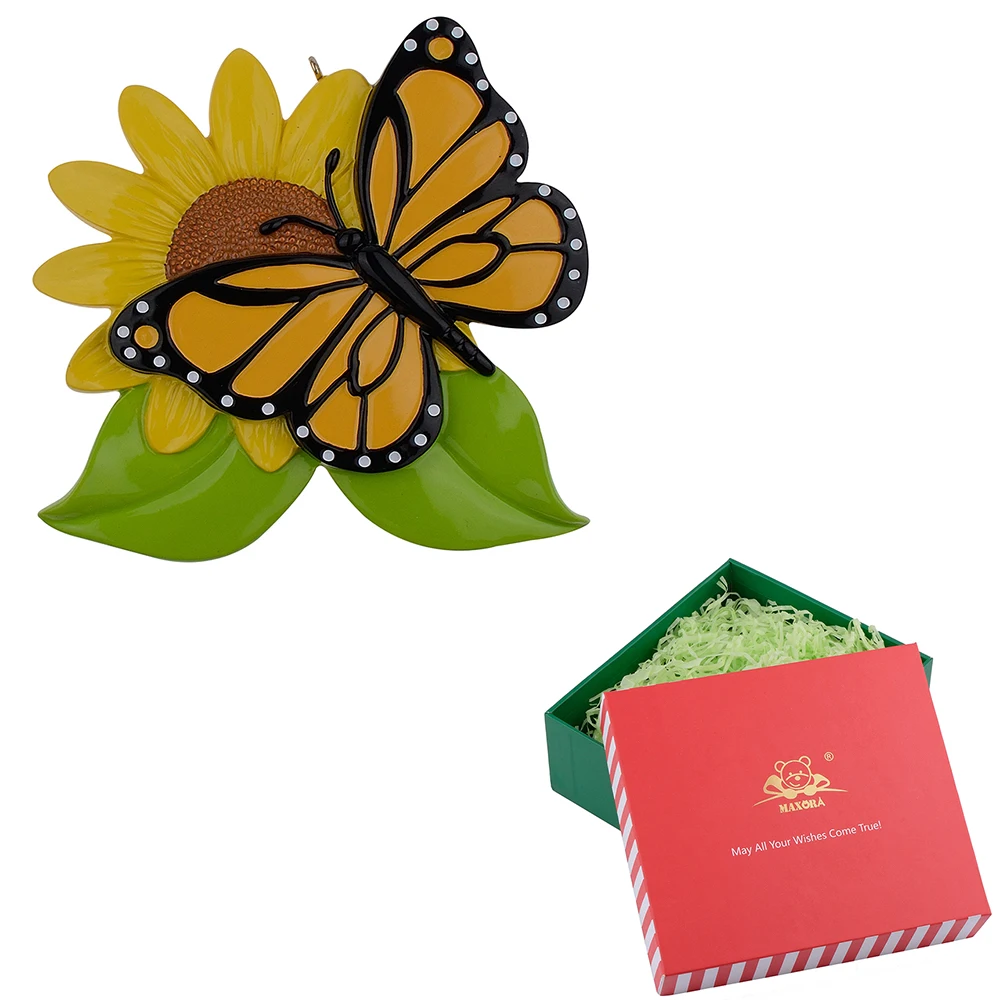 Personalized Butterfly Decorative Hanging Ornaments with big yellow sunflower