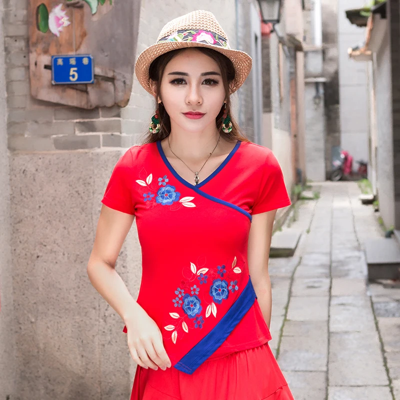 Традиционная китайская Длинная блузка, рубашка, топы для женщин, воротник-стойка, Восточная льняная рубашка, блузка, Женский Топ cheongsam TA709 S