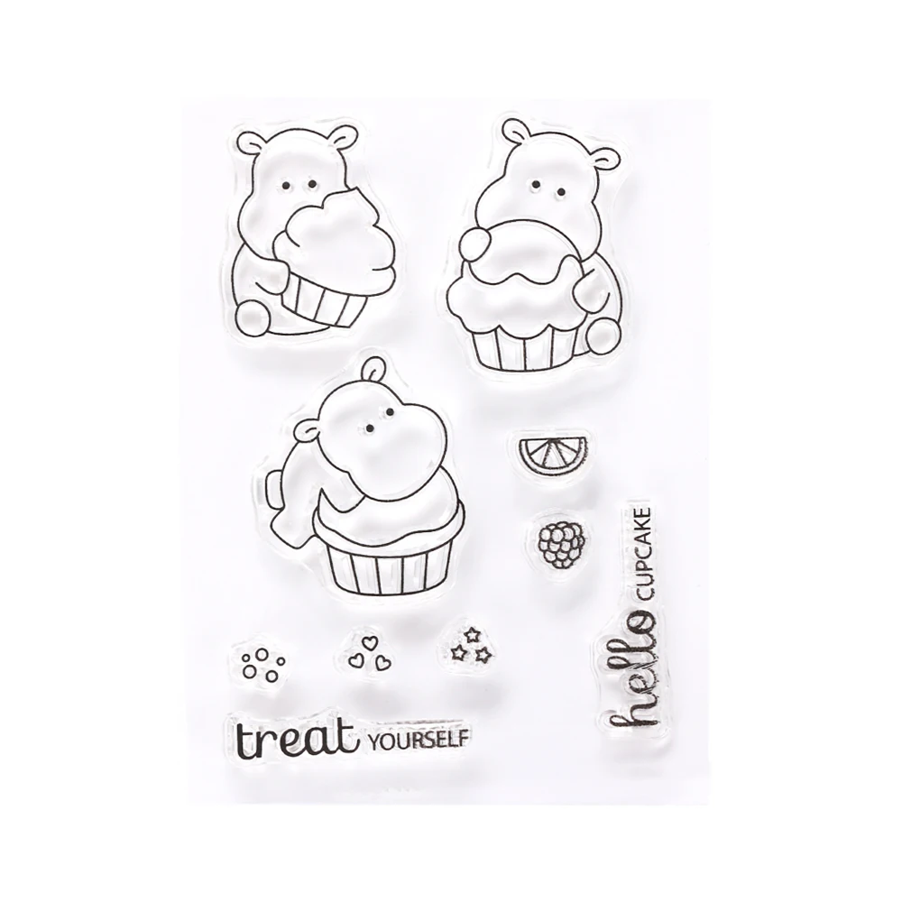 

1PC Cute Hippo Transparent Stamps + Metal Cutting Dies Stencils Scrapbooking Embossing for DIY Crafts Photo Album Decorative