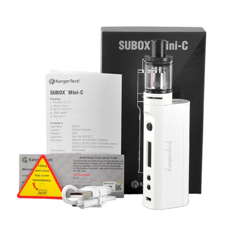 100% Original Kanger Subox Mini-C Starter Kit 50W Subox mini C Box Mod Vape with 3ml Protank 5 Atomizer 0.5ohm SSOCC Kangertech-6
