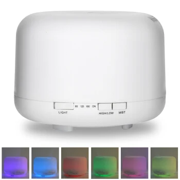 

500ml Ultrasonic Essential Oil Aroma Humidifier With Color Light Round White PP Shell Electic Aroma Diffuser Air Purifier