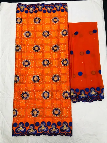 

Fashionable embroidery 5y African cotton lace fabric matching with 2y Swiss voile lace fabric for dress OCV3(5+2y)