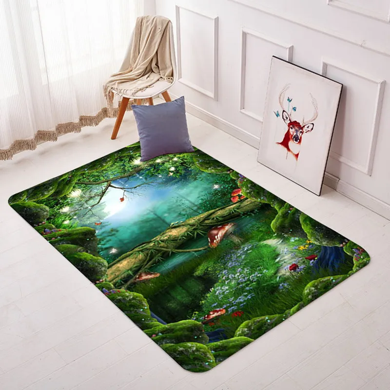 

Forest 3D Printed Carpets for Living Room Bedroom Area Rugs Bathroom Kitchen Antiskid Doormat Jungle Style Custom Carpet Tapetes