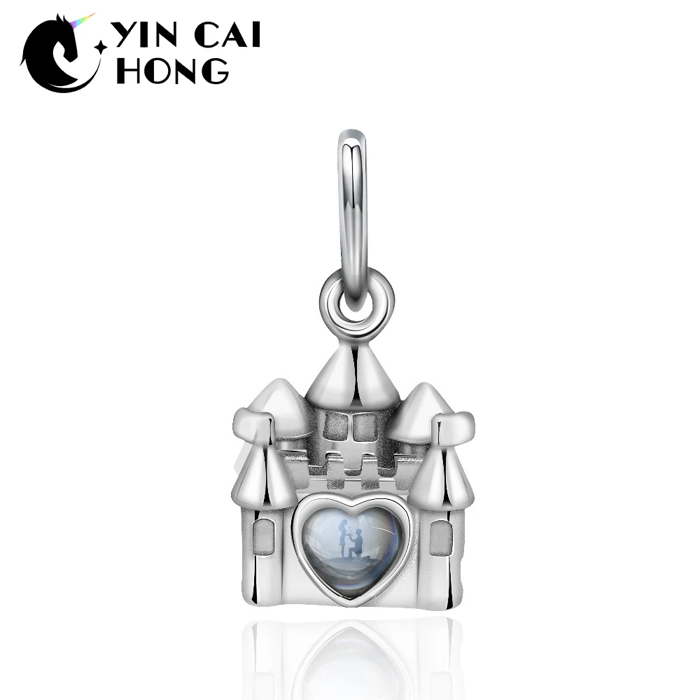 

YCH 100% 925 Sterling Silver Original Charm Retro Castle Courtship Valentine's Day Small Pendant Elegant Women's Jewelry Gift