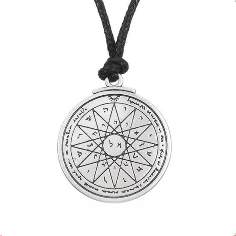 Viking Style Pendant Necklace Solomon Feeling Twelve-Pointed Star And Runes Pattern Rope Chain Zinc Alloy Provide Dropshipping | Украшения